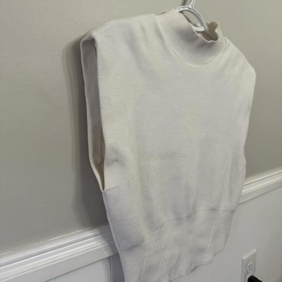 Pilcro Sweater Womens Medium White Vest Biker Muscle Knit Cozy Warm Mock Neck - Picture 3 of 6